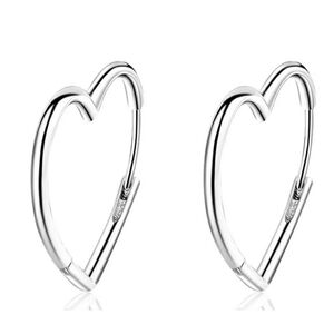 NEW Women’s‎ Medium Heart Rhodium .925 Dangle Hoop Earrings, 28mm